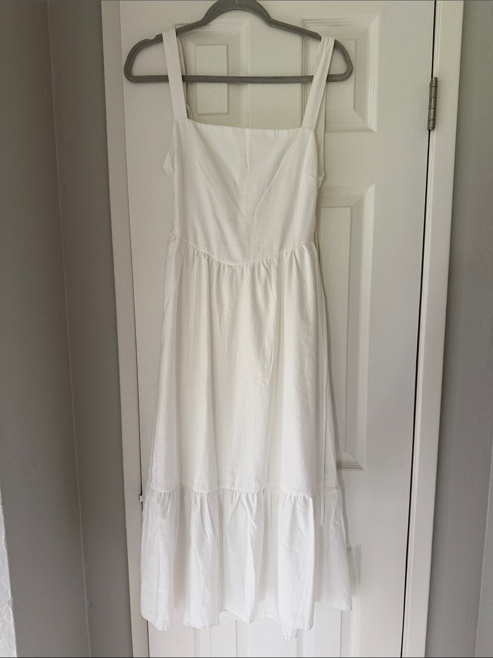 & Other Stories White Backless Tiered Midi Dress